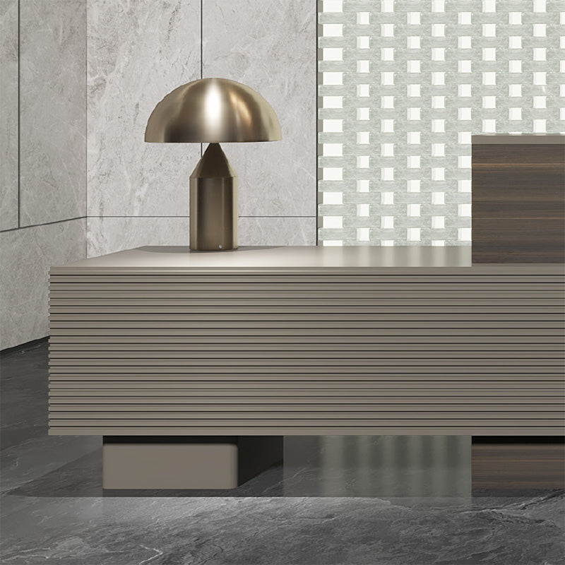 KASPER Reception Desk Left Panel 2.8M - Chocolate & Charcoal Grey