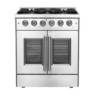 Forno Alta Qualita 30 in. Pro Style French Door Gas Range with 5 Defendi Italian Buner in Stainless Steel FFSGS6444-30