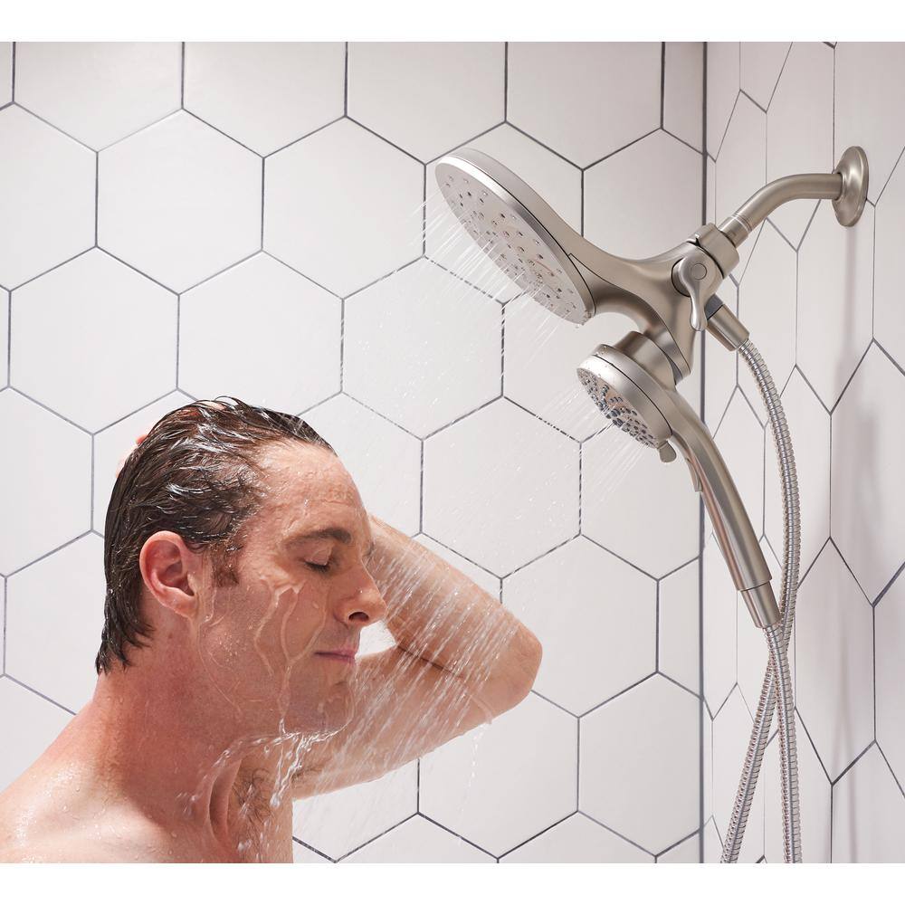 MOEN Attract with Magnetix 6-spray 6.75 in. Dual Shower Head and Adjustable Handheld in Spot Resist Brushed Nickel 26008SRN