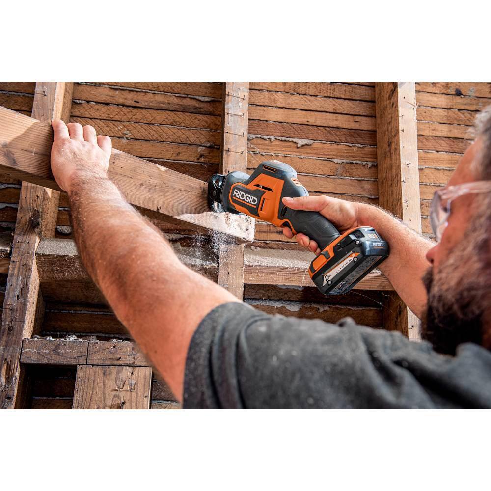 RIDGID 18V SubCompact Brushless Cordless One-Handed Reciprocating Saw Kit with 2.0 Ah Battery and Charger R8648KN