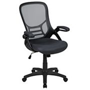 Emma and Oliver High Back Black Mesh Ergonomic Office Chair with Black Frame and Flip-up Arms