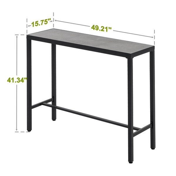 Outdoor Iron Bar Table with 3DPrint Tempered Glass Tabletop，Gray