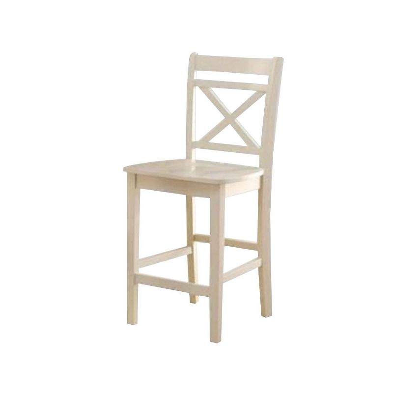 Transitional style Wooden Counter Height Chair with Cross Back， Set of 2， Cream