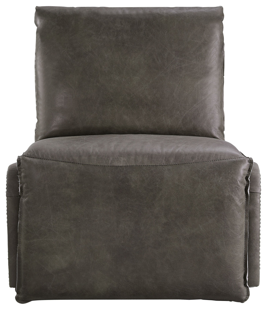 Metier Power Motion Recliner  Gray Top Grain Leather and Aluminum   Industrial   Recliner Chairs   by Acme Furniture  Houzz