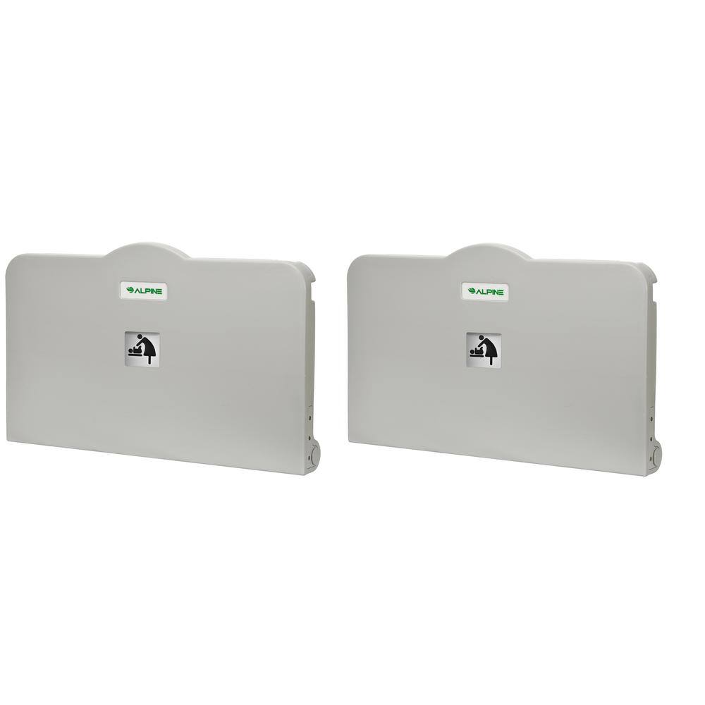 Alpine Industries Grey Compact Horizontal Baby Changing Station (2-Pack) 411-E-2PK