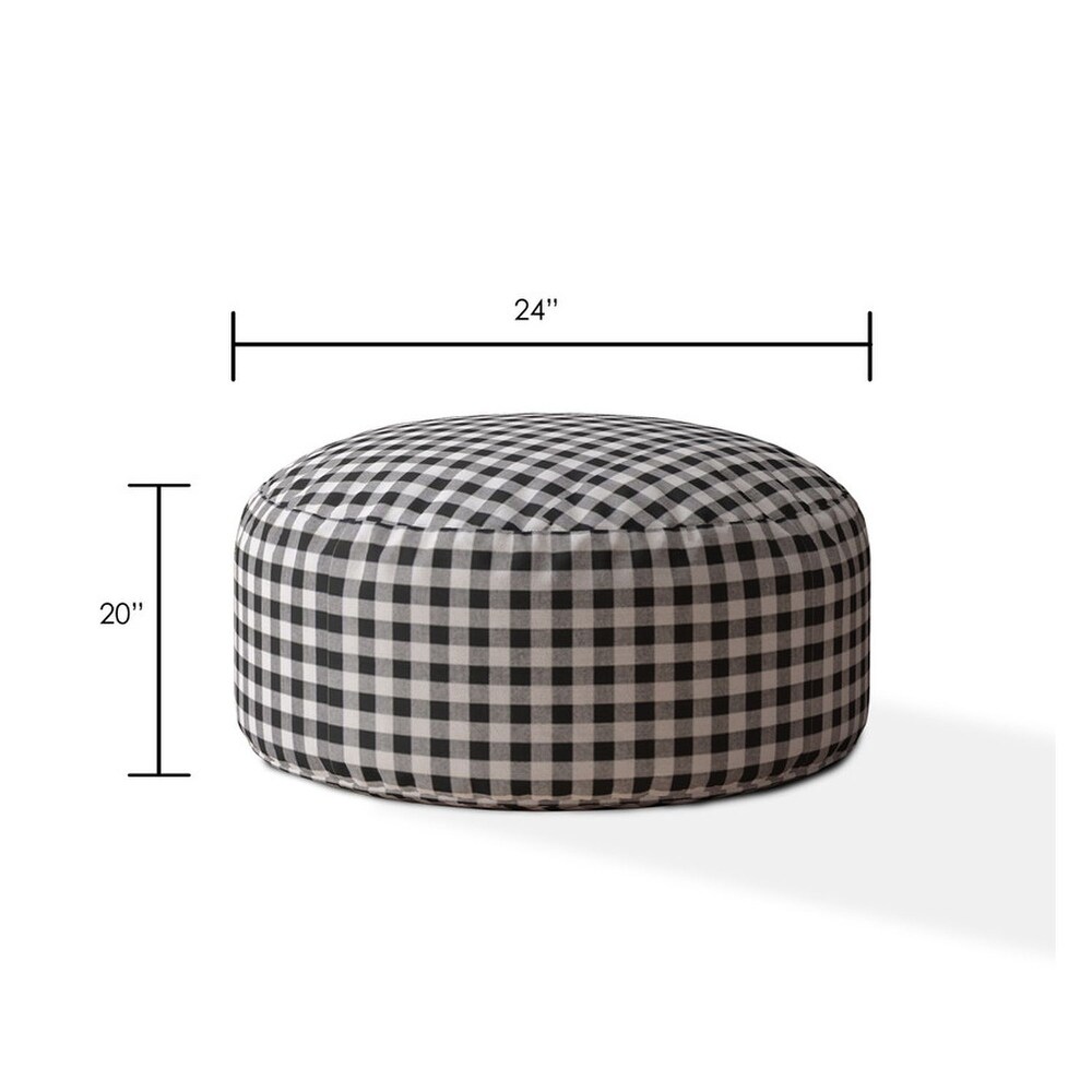 Lounge Garden Plaid Pouffe Seat with Fabric and Zipper Large Round Pouf Cotton Hand Sewn Bean Bag Ottoman for Gifts