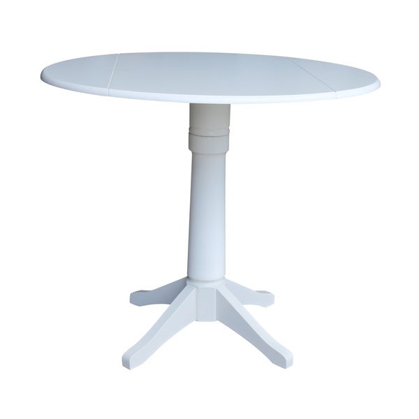 42 in Round Top Dual Drop Leaf Pedestal Table - White