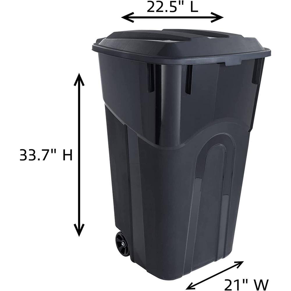 United Solutions 32 Gal. Wheeled Outdoor Garbage Can in Black (2-Pack) TI0088