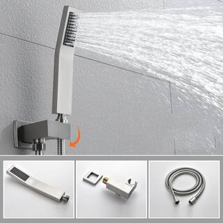 FLG Single-Handle Rain 1-Spray 10 in. Wall Mounted Tub and Shower Faucet with Hand Shower in Brushed Nickel (Valve Included) SS-0210-BN-10