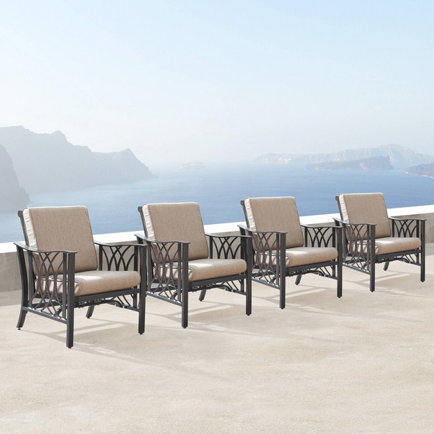 4pk Aluminum Outdoor Deep Seating Club Chairs Copper tan Oakland Living