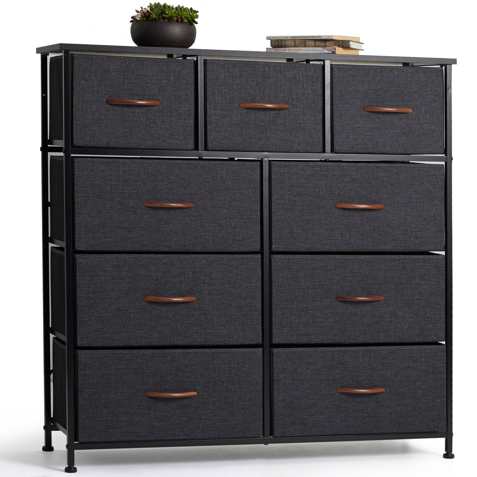 AVAWING Dresser with 9 Drawers, Dresser for Bedroom with Drawers, Vertical Storage Tower, Fabric Dresser Tower for Closets,Bedroom, Hallway- Sturdy Steel Frame