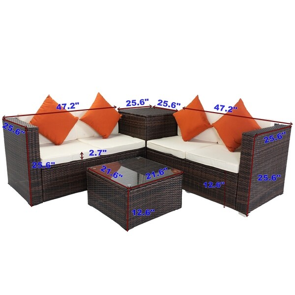 4 Piece Rattan Outdoor Furniture Sofa Set with Storage - Overstock - 37721533