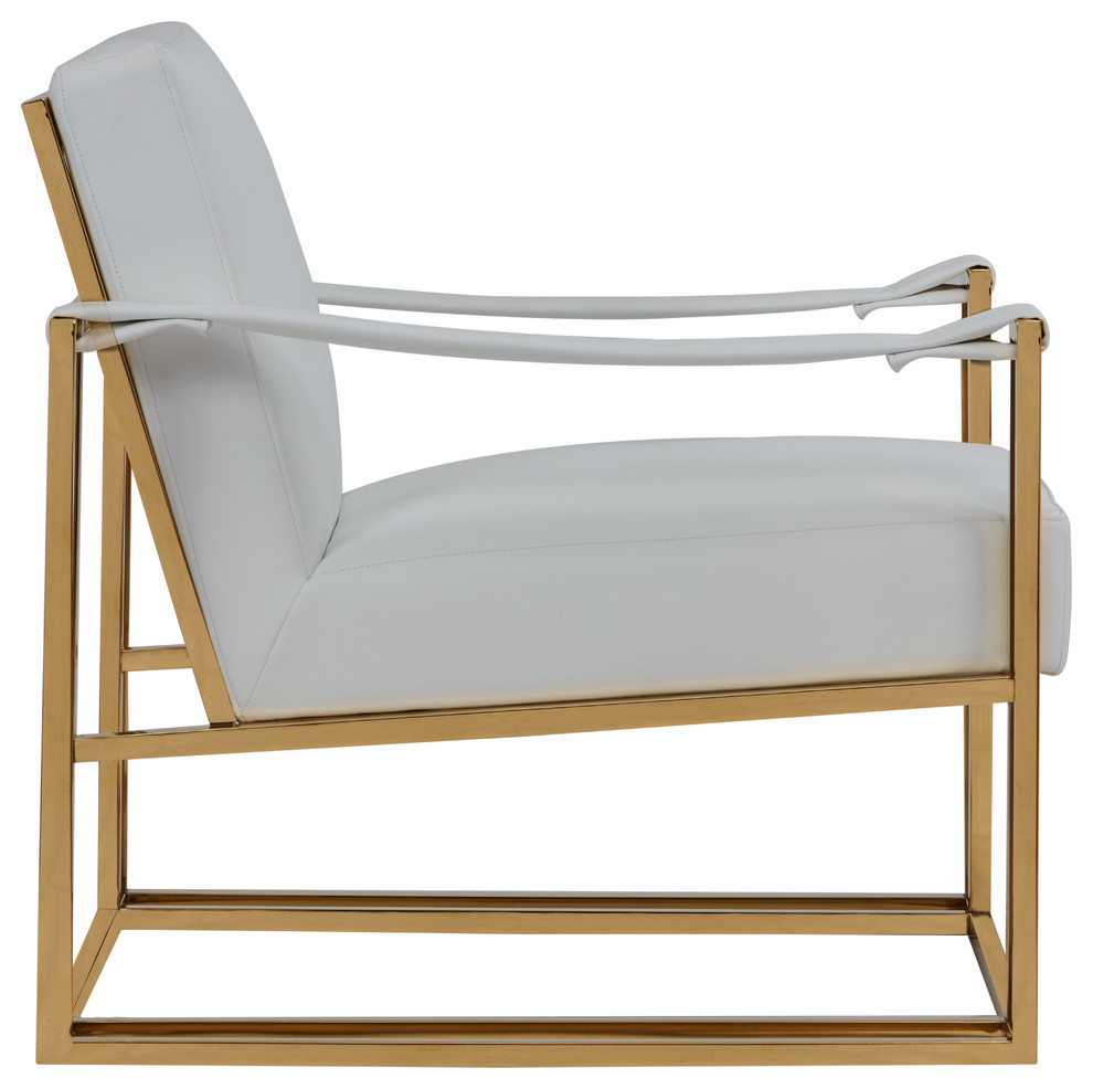 Modrest Larson Modern White Leatherette and Gold Accent Chair   Contemporary   Armchairs And Accent Chairs   by Vig Furniture Inc.  Houzz