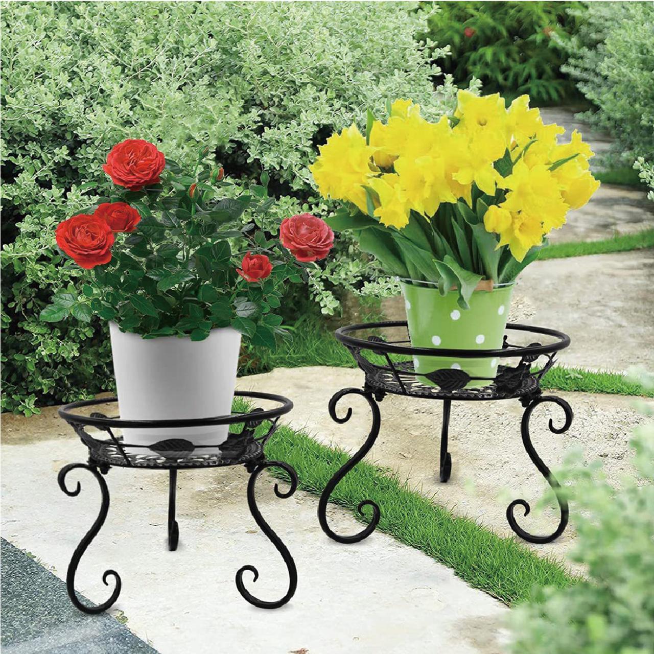 Gemdeck Metal Indoor Plant Stands Flower Pot Outdoor Heavy Duty Planter Rack Holder