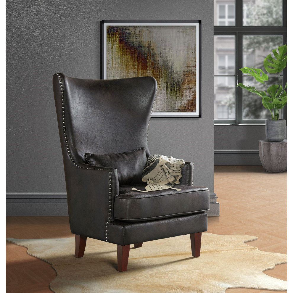 Picket House Furnishings Elia Chair With Chrome Nails  Sierra Charcoal   Transitional   Armchairs And Accent Chairs   by Picket House  Houzz