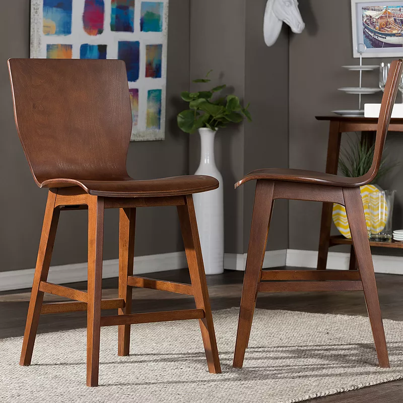 Baxton Studio Elsa Mid-Century Counter Stool 2-piece Set