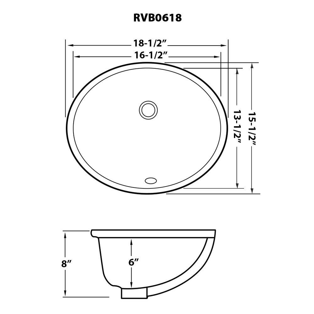 Ruvati 16 in. x 13 in. Oval Undermount Vanity Bathroom Porcelain Ceramic with Overflow in White RVB0618