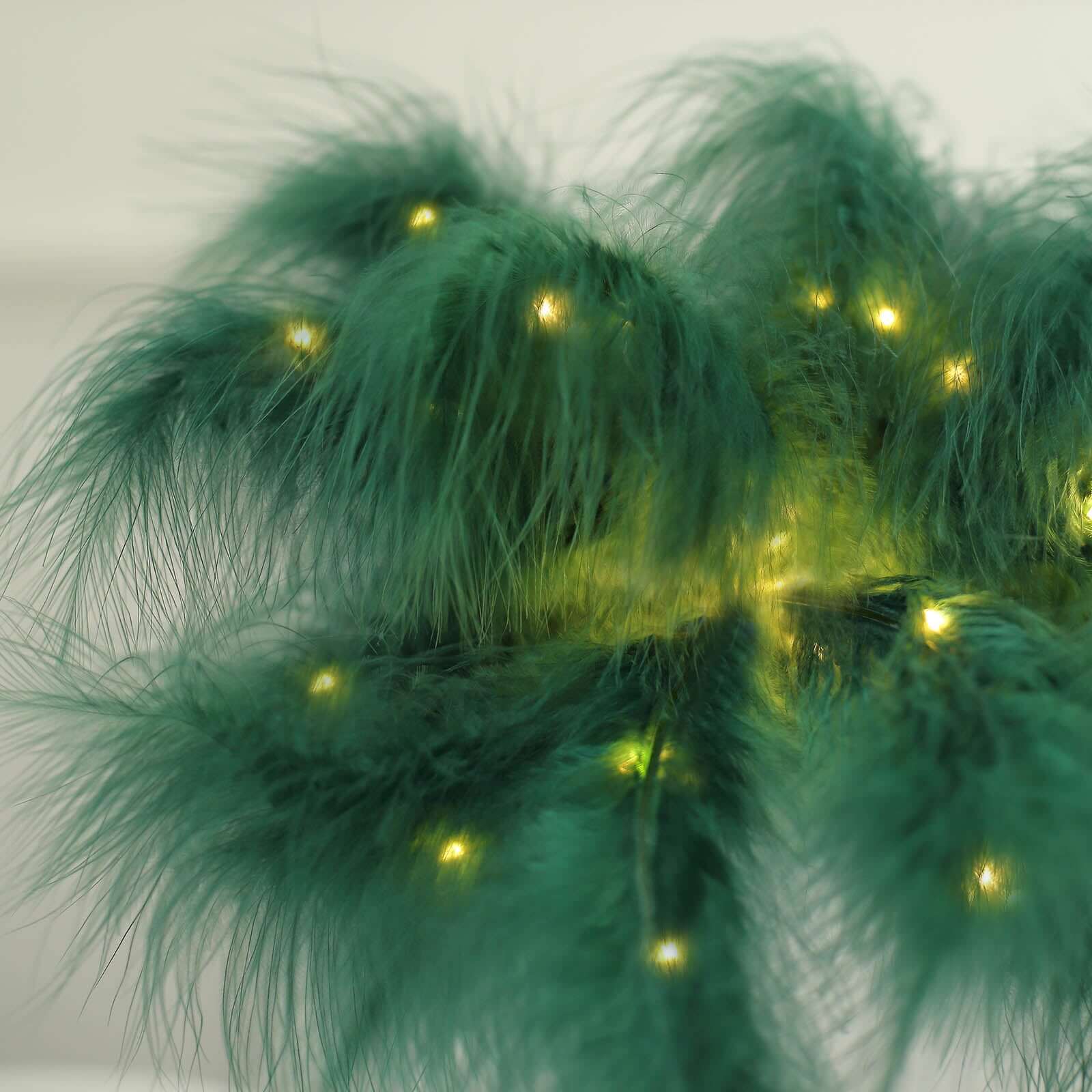 LED Hunter Emerald Green Feather Table Lamp Desk Light, Battery Operated Cordless Wedding Centerpiece 15