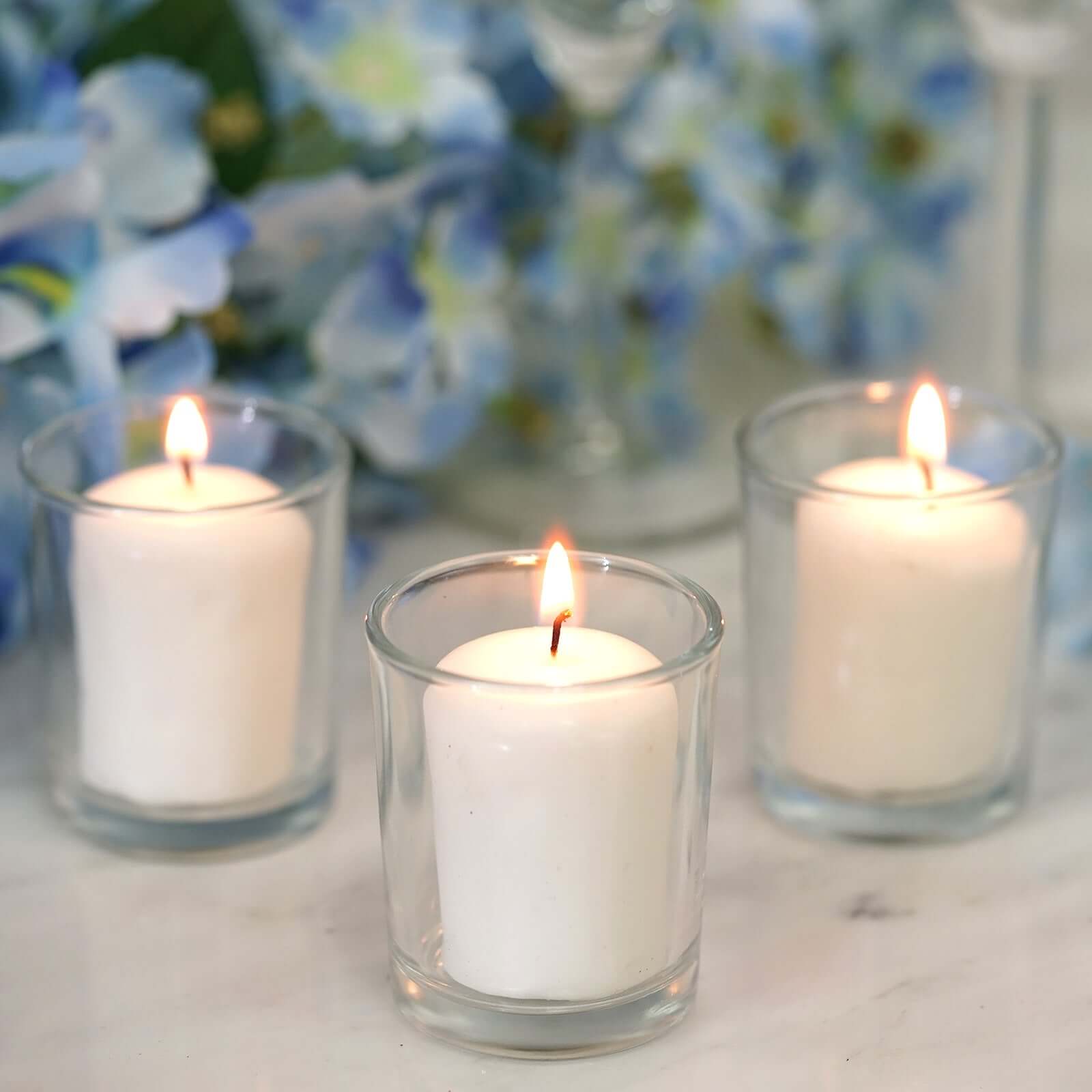 12 Pack White Votive Candle and Clear Glass Votive Holder Candle Set