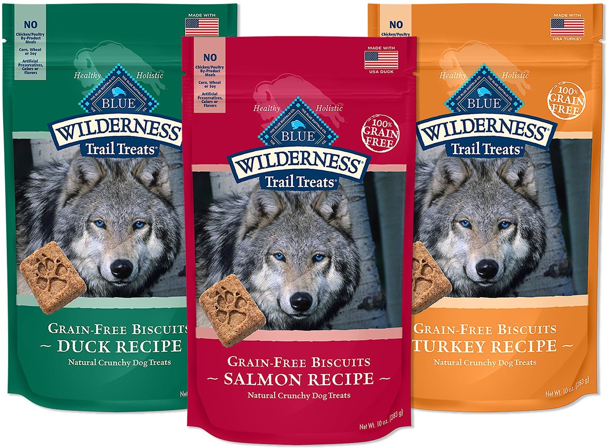 Blue Buffalo Wilderness Trail Treats Grain-Free Variety Pack Crunchy Dog Treats Biscuits， 10-oz bag， 3 count