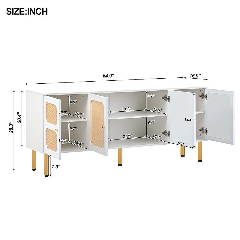 Merax Tv Stand With Rattan Door