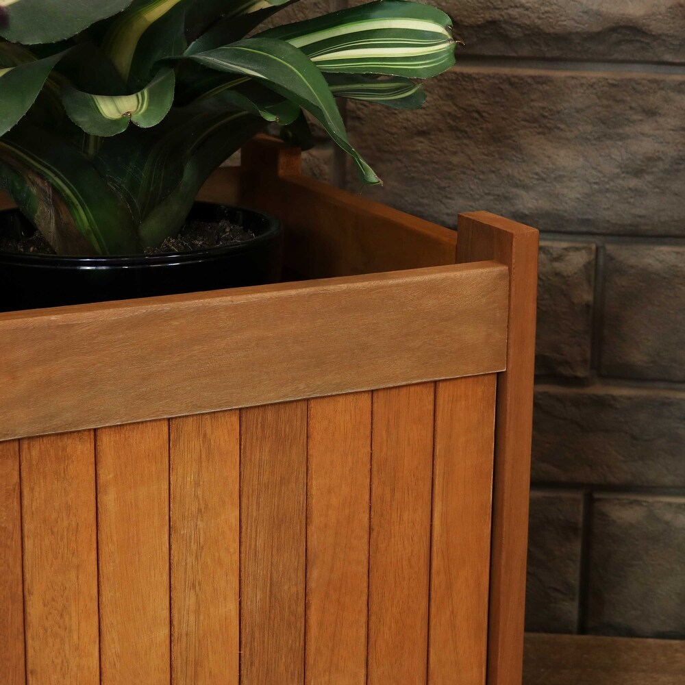 Sunnydaze Meranti Wood Outdoor Planter Box   16 Inch   Single   1