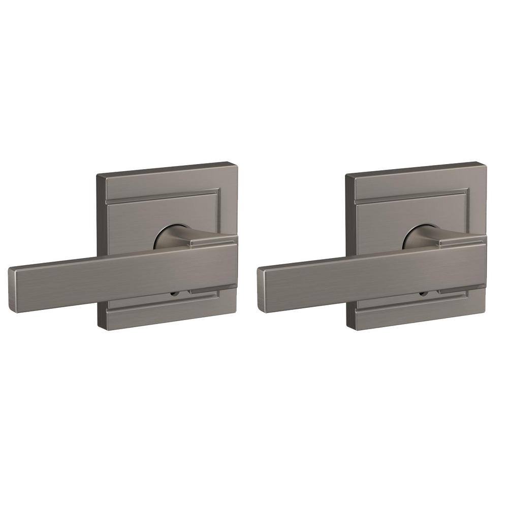 Schlage Custom Northbrook Satin Nickel Dummy Door Handle with Upland Trim (2-Pack) FC172 NBK 619 ULD