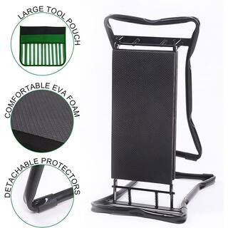 23 in. 2-Pack Black Garden Tools Portable Foldable Garden Kneeling Mat and Seat B091YNGY53