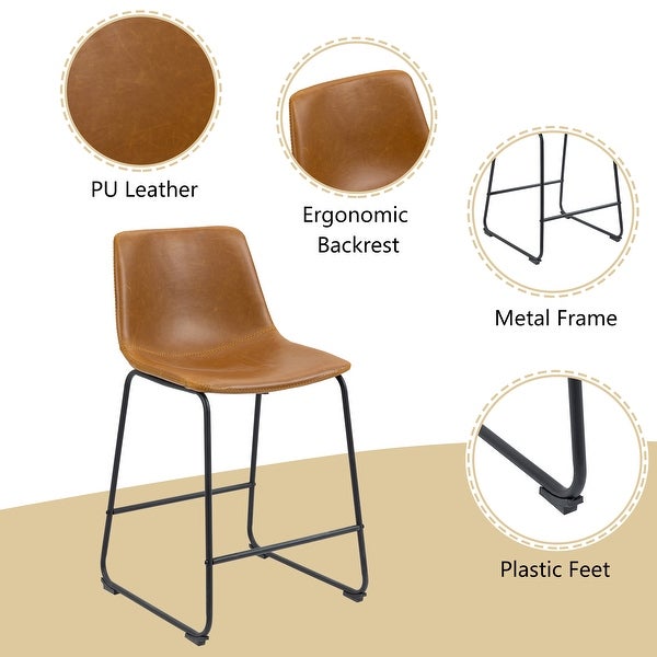 2 Set Faux Leather Bar Stool