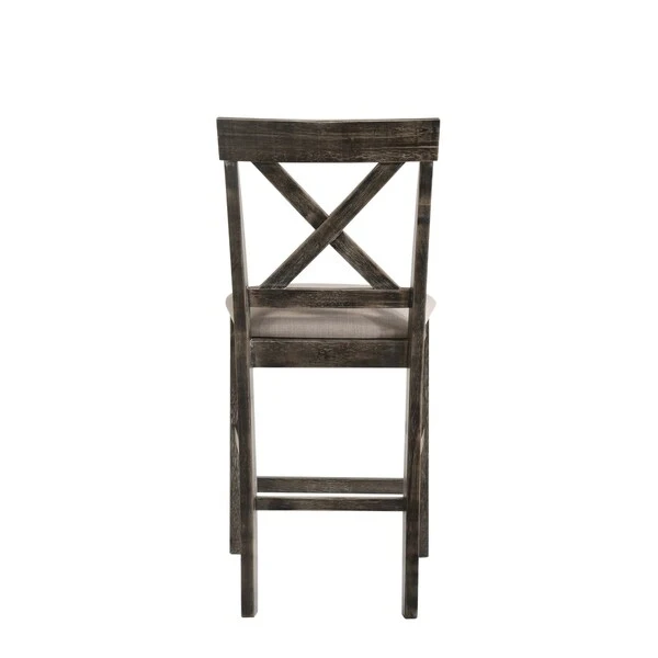 ACME Martha II Counter Height Chair (Set of 2) in Tan Linen and Weathered Gray