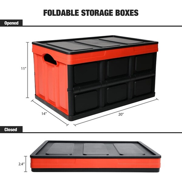 2-Pack Collapsible Plastic Storage Bins 50L Organizer Box Stackable Utility Crates with 2 Waterproof Bag and Lids