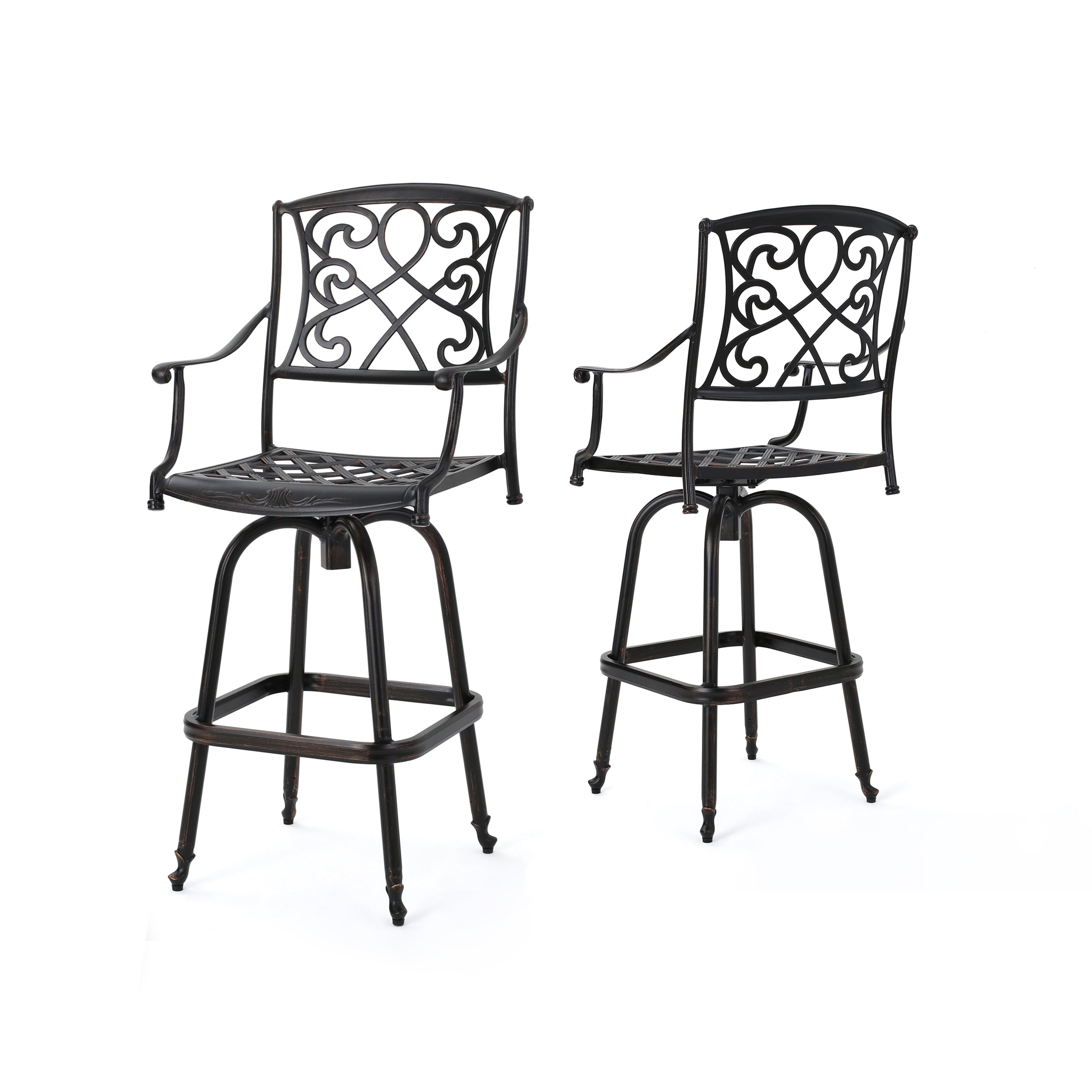 Paris 30-Inch Cast Aluminum Swivel Bar Stool (Set of 2)