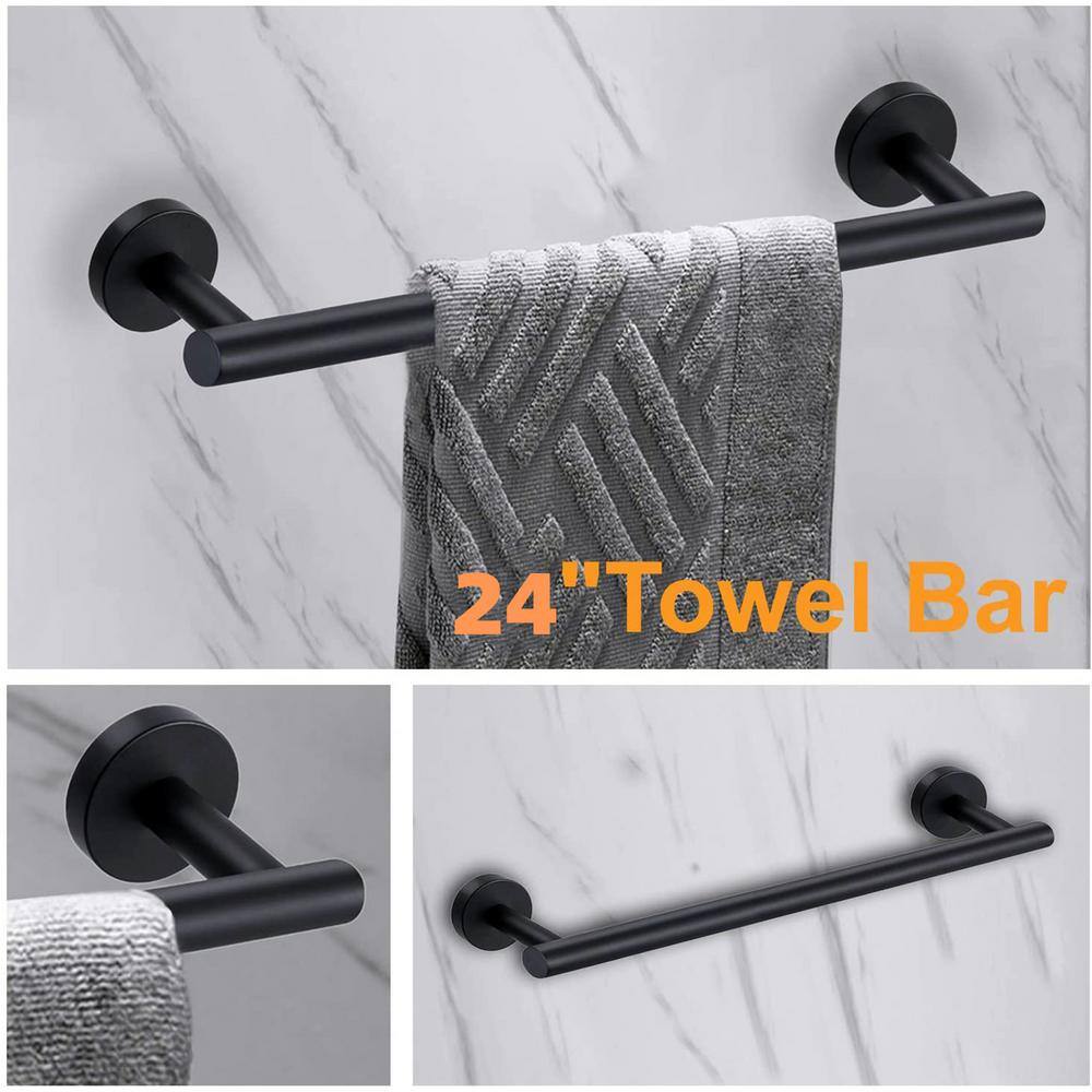 ruiling 24 in. Wall mount Towel Bar in Stainless Steel Matte Black ATK-192