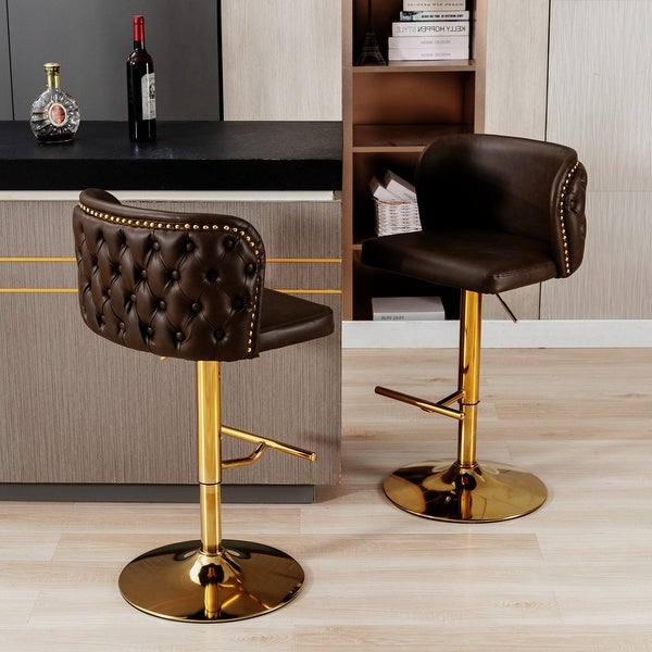 Upholstered Bar Stools with the whole Back Tufted (Set of 2)