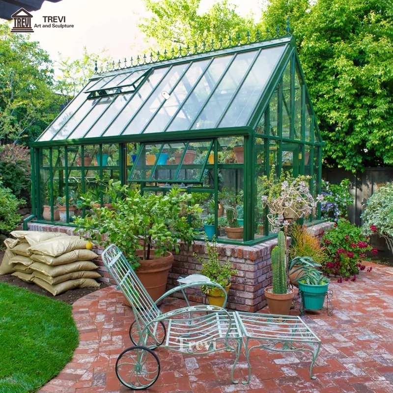 Glasshouse Garden Sunrooms   Glass Houses Wrought Iron Gazebo With Glass For Decoration