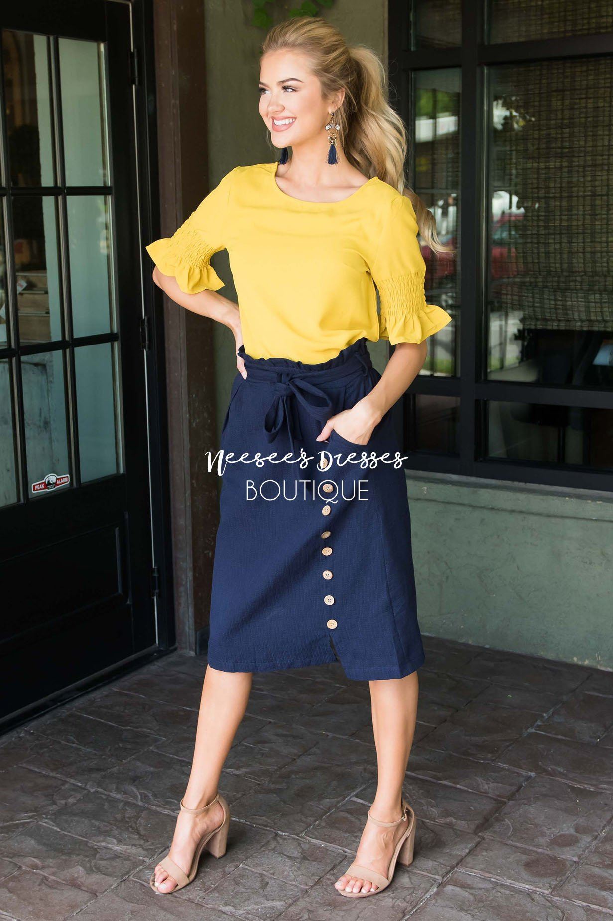 Lets Meet For Brunch Button Skirt