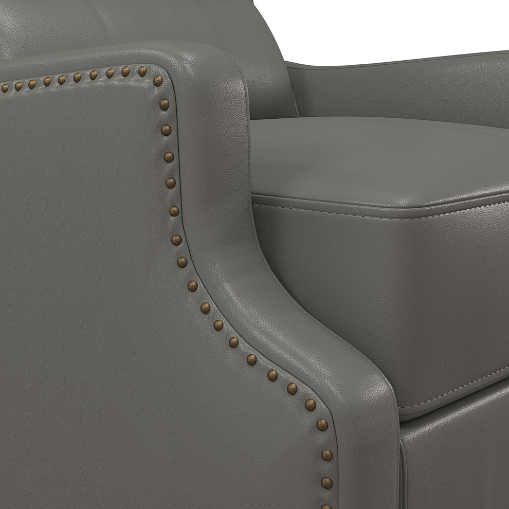 Traditional Genuine Leather Recliner With Nailhead Trims   Traditional   Recliner Chairs   by Karat Home  Houzz