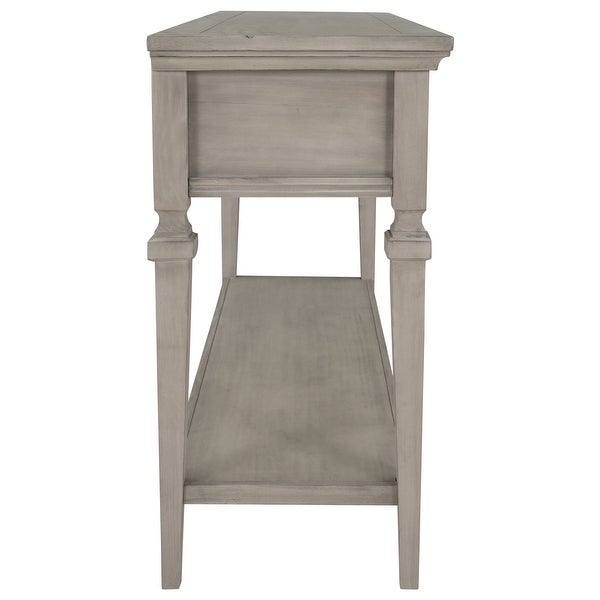 Gray Wash 3-Drawer Entryway Console Table with Bottom Shelf