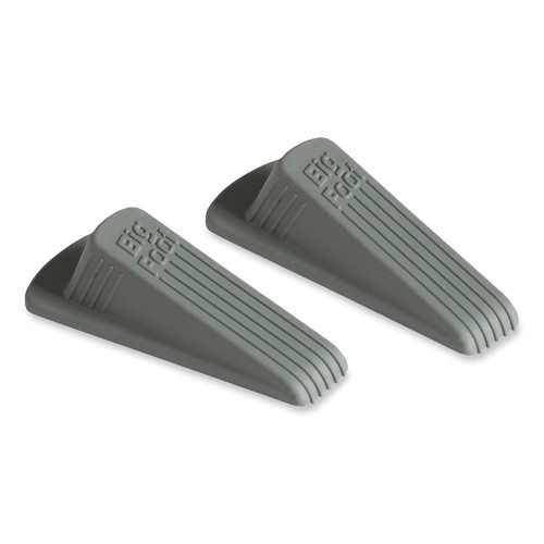 Master Caster Big Foot Doorstop， No Slip Rubber Wedge， 2.25w x 4.75d x 1.25h， Gray， 2/Pack (00972)