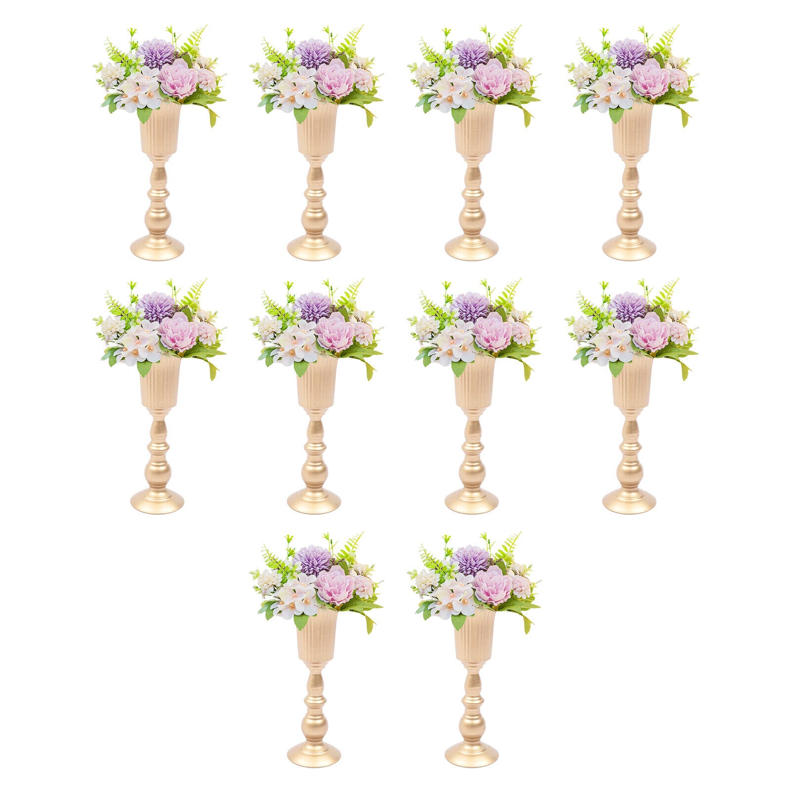 Fichiouy 10pcs Metal Flower Rack DIY Trumpet Vases Stand Wedding Party Centerpieces Decor Gold