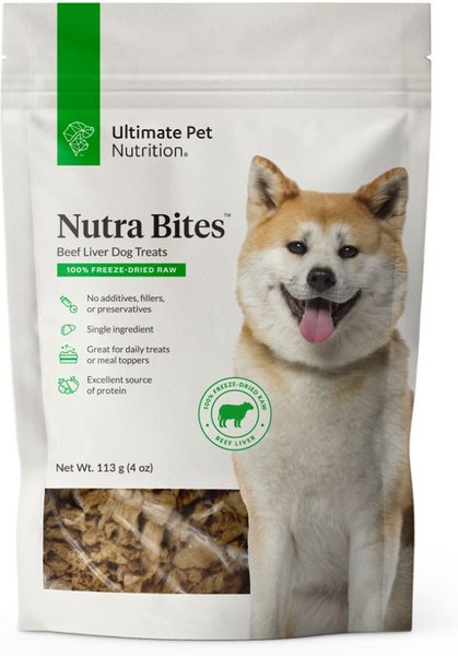 Ultimate Pet Nutrition Nutra Bites Beef Liver Freeze-Dried Dog Treats， 4-oz bag