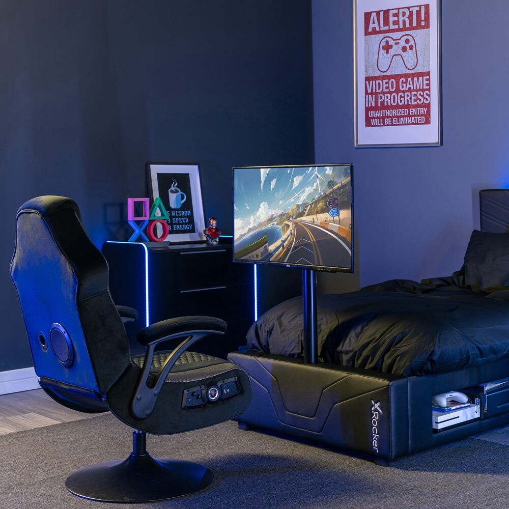 X Rocker Oracle Gaming Bed with TV Mount  Black  Twin