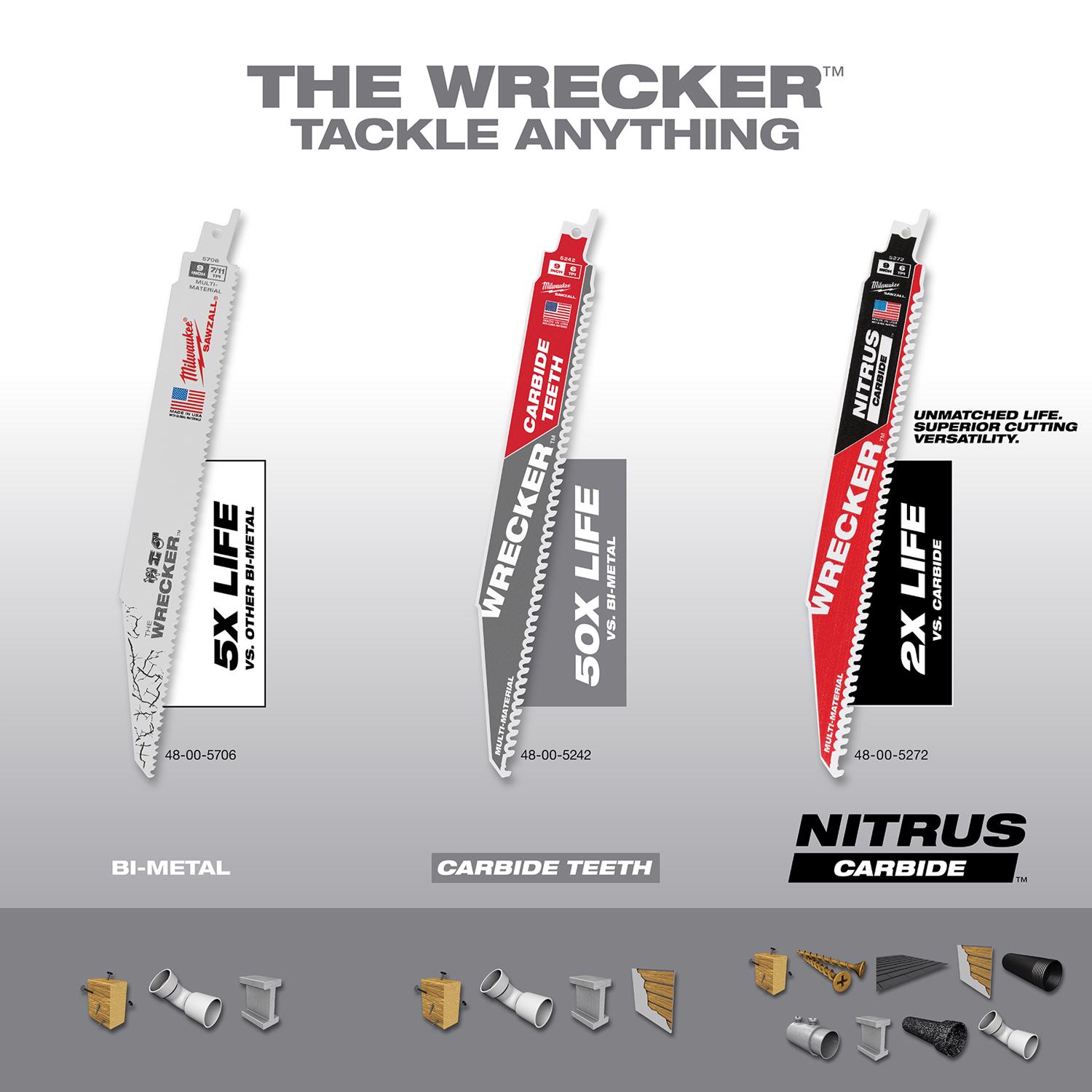 MW Wrecker 9 in. Carbide Tipped Reciprocating Saw Blade 6 TPI 1 pk