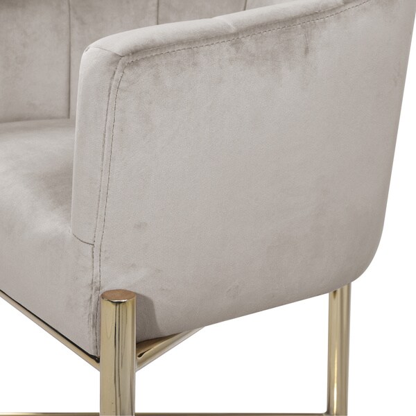 Silver Orchid Beavers Velvet Upholstered Shelter Arm Bar Stool