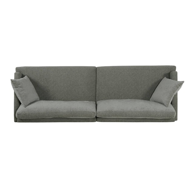 Malverne Contemporary 3 Seater Fabric Sofa With Accent Pillows Gray dark Brown Christopher Knight Home