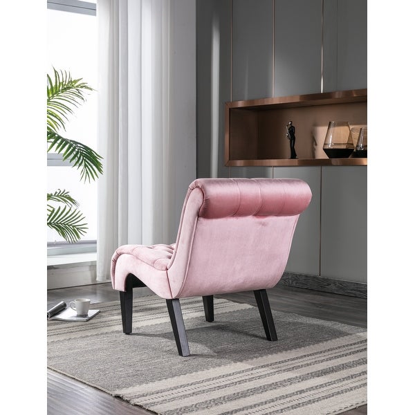 Accent Living Room Chair Leisure Chair with Rubber Wood Legs， Curved Armless Chairs Living Room Chairs for Small Spaces