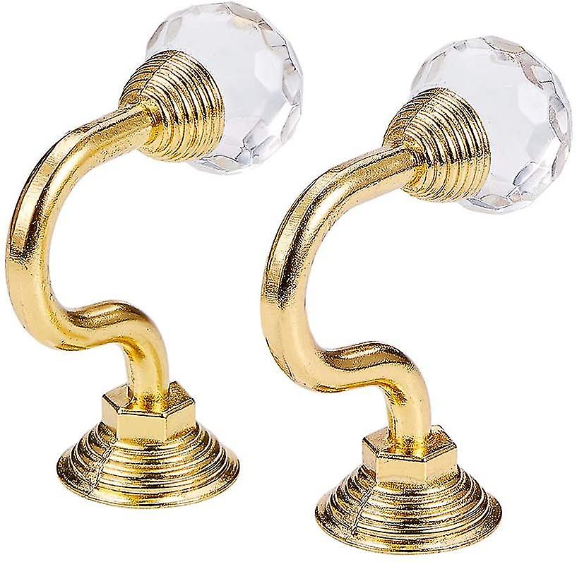 4 Pcs Clear Crystal Curtain Tiebacks Wall Mount Multi-purpose Hook Wall Hook With Screw Gold