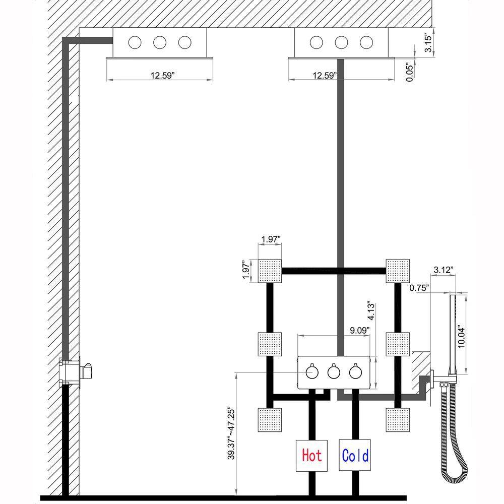 CASAINC 1-Spray Wall Bar Shower Kit System with Body Spray Jets in Brushed Nickel WE-SS11BN