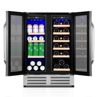 Velivi 24 in.Dual Zone 18-Wine Bottles and 88-Can Built-In and Freestanding with French Door Beverage Cooler in Stainless Steel KMYL120HD