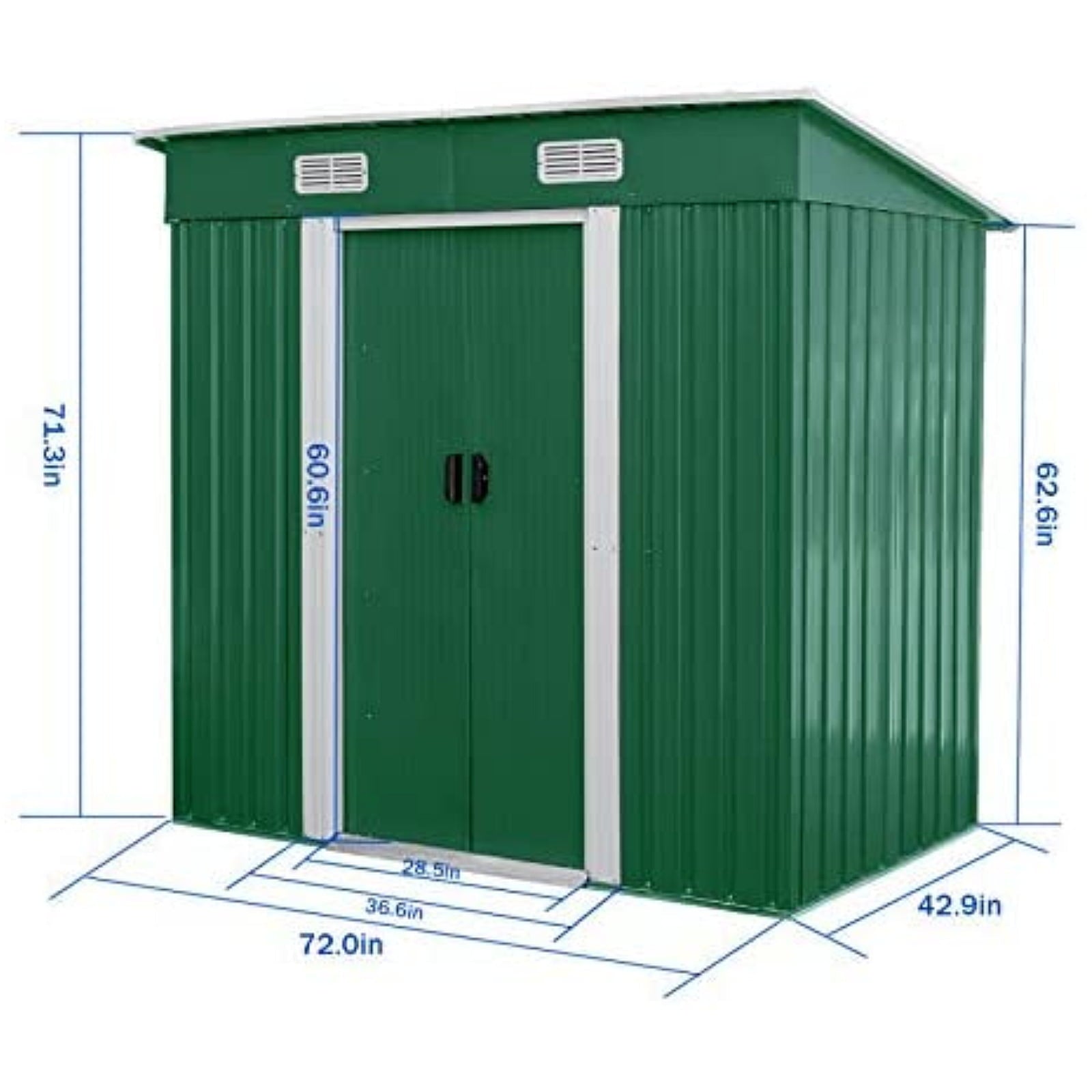 Pirecart 3.5 x 6 ft Outdoor Steel Storage Shed Lockable Organizer